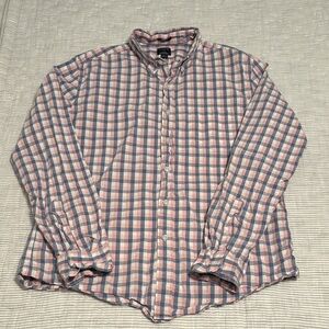 Casual Pink and Blue Plaid Shirt